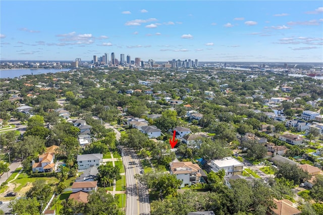 489 W Davis Blvd, Tampa, FL 33606 - aerial perspective of suburban area featuring skyline and a nearby body of water