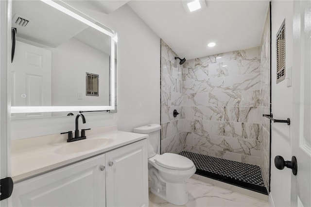 3614 Vasco St, Punta Gorda, FL 33950 - full bath featuring marble look tile flooring, vanity, a stall shower, and recessed lighting