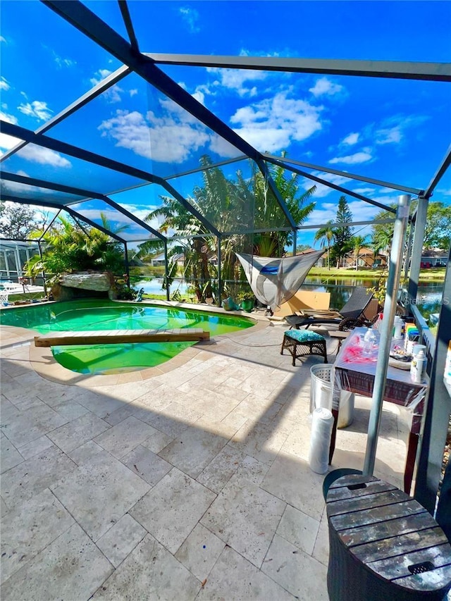 12603 Midpointe, Riverview, FL 33578 - view of patio / terrace featuring an outdoor pool and a lanai