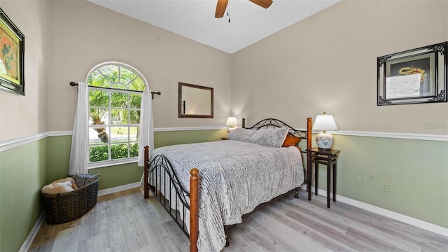 12439 Bristol Commons Cir, Tampa, FL 33626 - bedroom with wood finished floors, multiple windows, and a ceiling fan