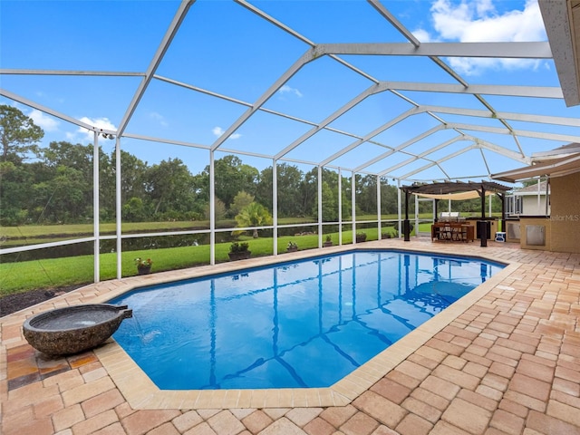 12439 Bristol Commons Cir, Tampa, FL 33626 - outdoor pool with a patio, a lanai, and a yard