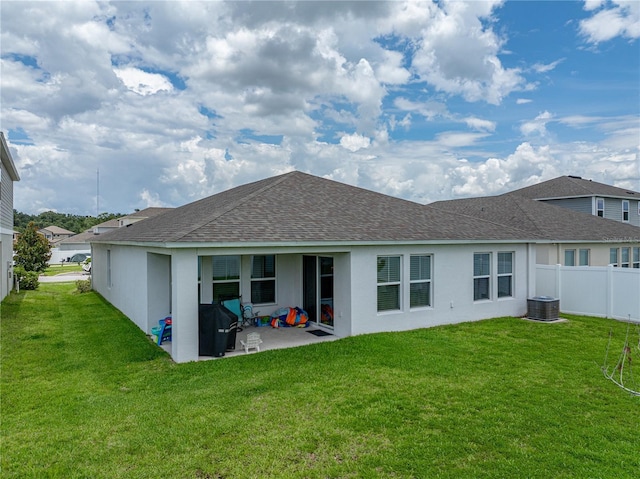 13105 Fruitville Way, Riverview, FL 33579 - rear view of house featuring a patio, roof with shingles, and stucco siding