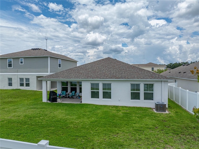 13105 Fruitville Way, Riverview, FL 33579 - back of property with a patio area, a shingled roof, and stucco siding