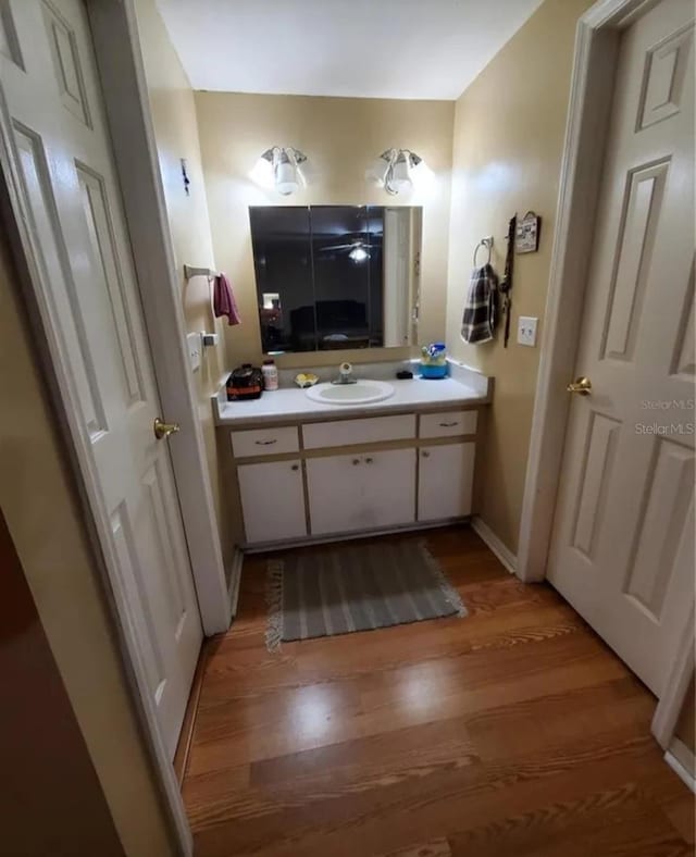 2014 Nancy Ave, Lutz, FL 33548 - bathroom featuring vanity and wood finished floors