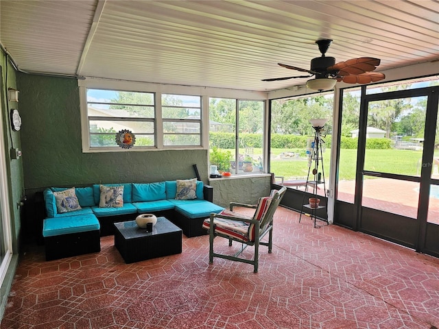 2014 Nancy Ave, Lutz, FL 33548 - sunroom / solarium with a ceiling fan and an outdoor hangout area