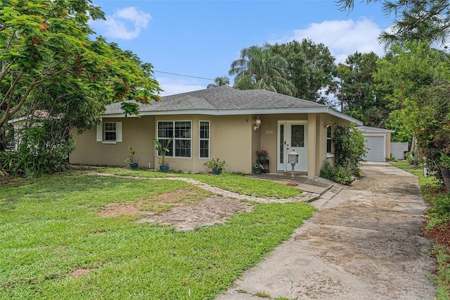 1533 Suffolk St N, Saint Petersburg, FL 33710 - view of front of property with stucco siding, a front lawn, and roof with shingles