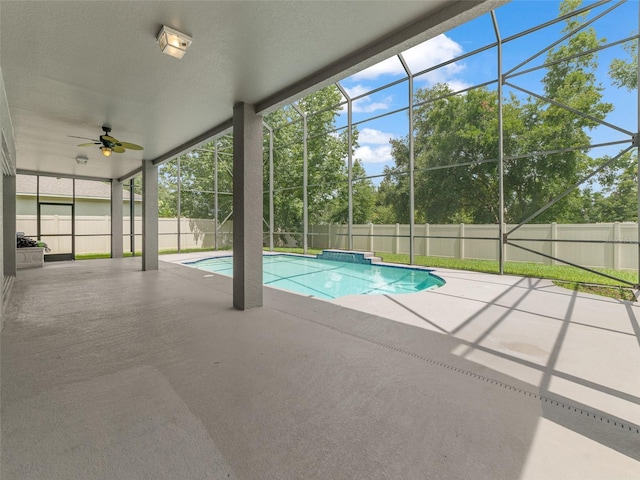 2812 Windcrest Oaks Ct, Valrico, FL 33594 - view of pool featuring a ceiling fan, a patio area, and a fenced backyard