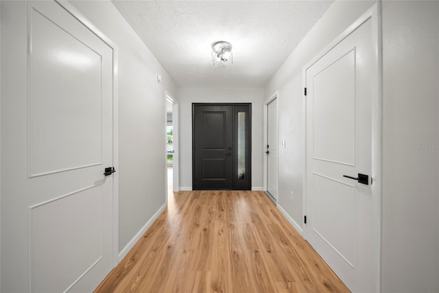 4639 Cabbage Palm Dr, Valrico, FL 33596 - doorway to outside featuring light wood-type flooring and a textured ceiling