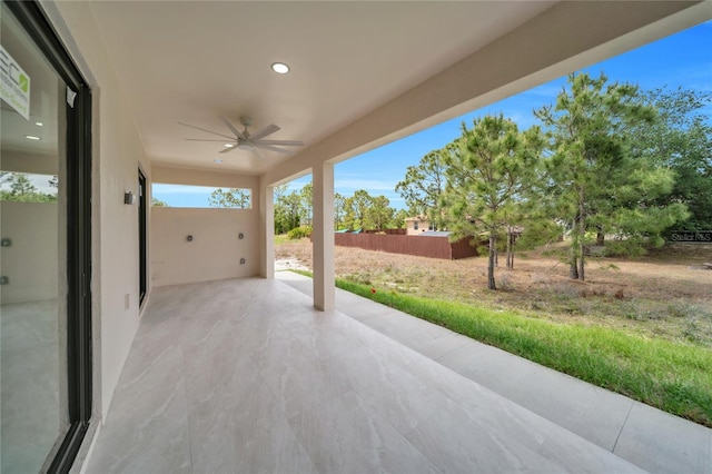 2606 34th St SW, Lehigh Acres, FL 33976 - view of patio featuring ceiling fan