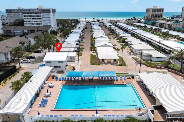6020 Midnight Pass Rd Unit 49, Sarasota, FL 34242 - aerial view of a pool and a nearby body of water