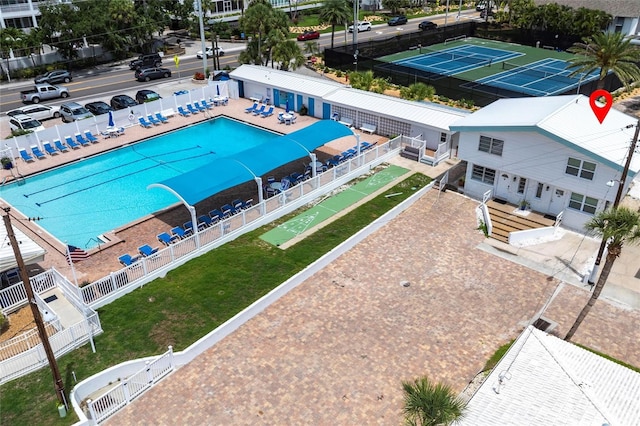 6020 Midnight Pass Rd Unit 49, Sarasota, FL 34242 - drone / aerial view of a pool