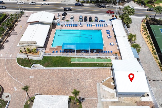 6020 Midnight Pass Rd Unit 49, Sarasota, FL 34242 - drone / aerial view of a pool
