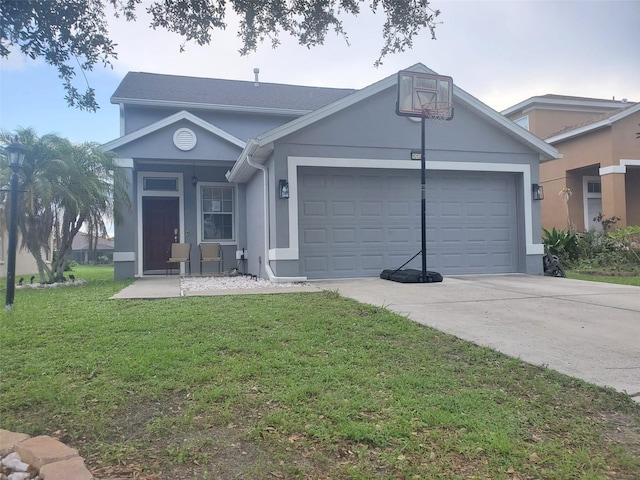 10109 36th Ct E, Parrish, FL 34219 - single story home featuring a garage, concrete driveway, a front yard, and stucco siding