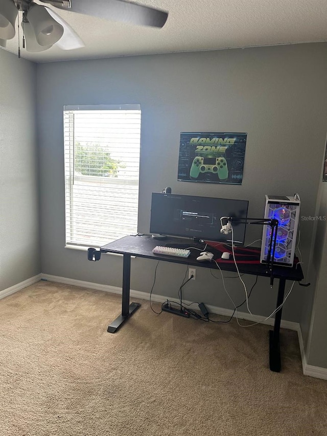 10109 36th Ct E, Parrish, FL 34219 - carpeted home office featuring ceiling fan and baseboards