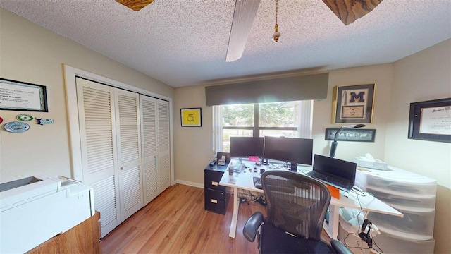 2215 Toniwood Ln, Palm Harbor, FL 34685 - office with light wood-style flooring and a textured ceiling