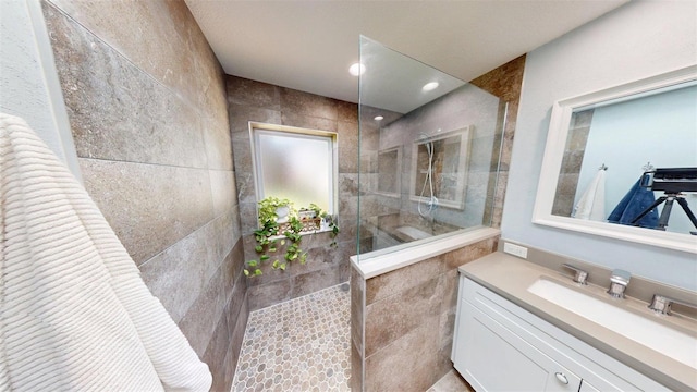 2215 Toniwood Ln, Palm Harbor, FL 34685 - full bathroom featuring a walk in shower and vanity