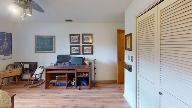 2215 Toniwood Ln, Palm Harbor, FL 34685 - office with ceiling fan and light wood finished floors