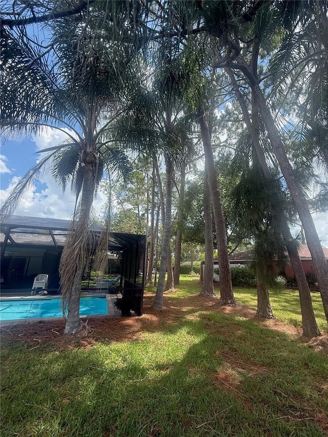 2215 Toniwood Ln, Palm Harbor, FL 34685 - view of green lawn featuring an outdoor pool