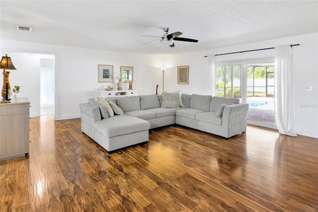 10811 Providence Oaks Dr, Riverview, FL 33578 - living area featuring wood finished floors and ceiling fan