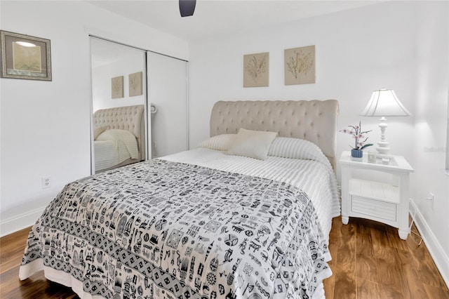 10811 Providence Oaks Dr, Riverview, FL 33578 - bedroom with wood finished floors, a closet, and ceiling fan