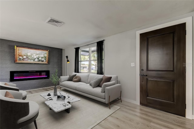 7031 Magnolia Valley Dr, New Port Richey, FL 34653 - living room with light wood finished floors and a glass covered fireplace