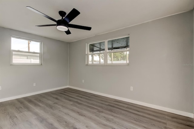 7031 Magnolia Valley Dr, New Port Richey, FL 34653 - empty room with healthy amount of natural light, wood finished floors, and a ceiling fan