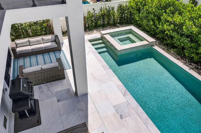 131 Forest Hills Dr, Redington Shores, FL 33708 - view of swimming pool featuring outdoor lounge area and a pool with connected hot tub