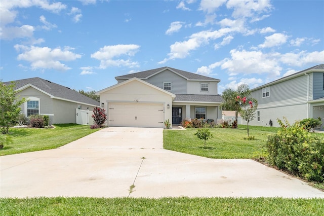 1518 Louise Ave, Auburndale, FL 33823 - traditional-style home featuring an attached garage, a front lawn, driveway, roof with shingles, and stucco siding