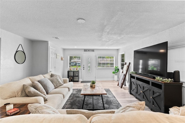 4460 67th St N, Saint Petersburg, FL 33709 - living room featuring light wood-style floors and a textured ceiling