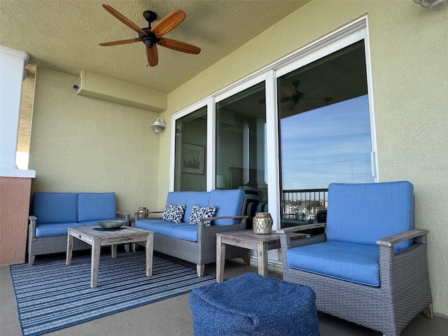 706 Bayway Blvd Unit 502, Clearwater Beach, FL 33767 - patio / terrace with ceiling fan and an outdoor hangout area
