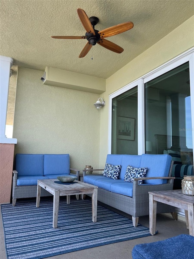 706 Bayway Blvd Unit 502, Clearwater Beach, FL 33767 - view of patio featuring an outdoor hangout area and ceiling fan