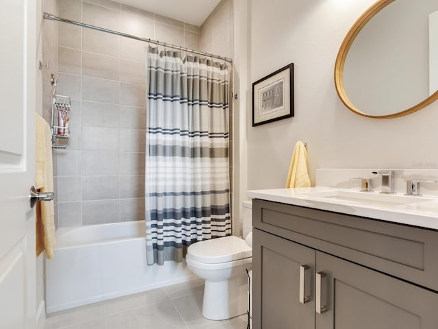 5317 Rushmere Ct, Palmetto, FL 34221 - bathroom featuring vanity, shower / bathtub combination with curtain, and tile patterned floors
