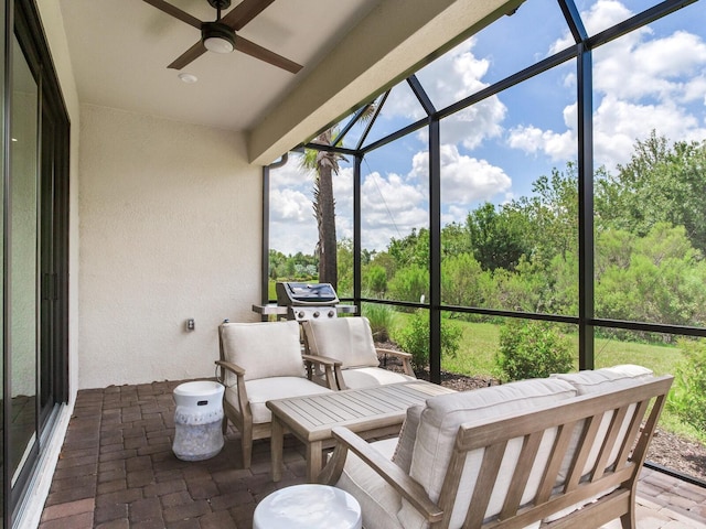 5317 Rushmere Ct, Palmetto, FL 34221 - sunroom featuring ceiling fan and plenty of natural light