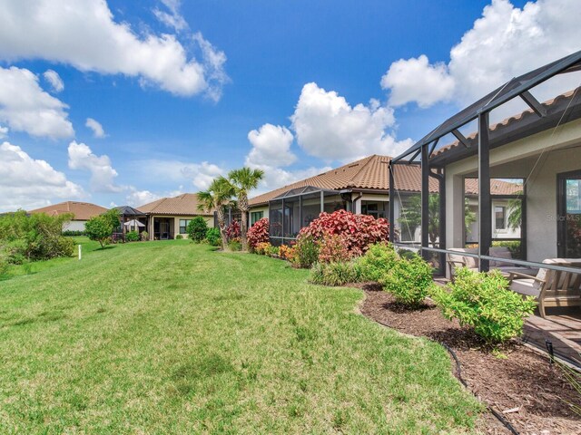5317 Rushmere Ct, Palmetto, FL 34221 - view of grassy yard featuring a lanai