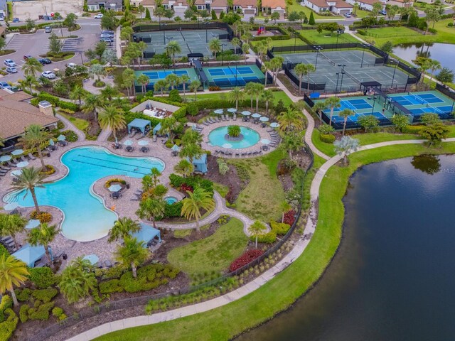 5317 Rushmere Ct, Palmetto, FL 34221 - drone / aerial view of a pool area and a large body of water