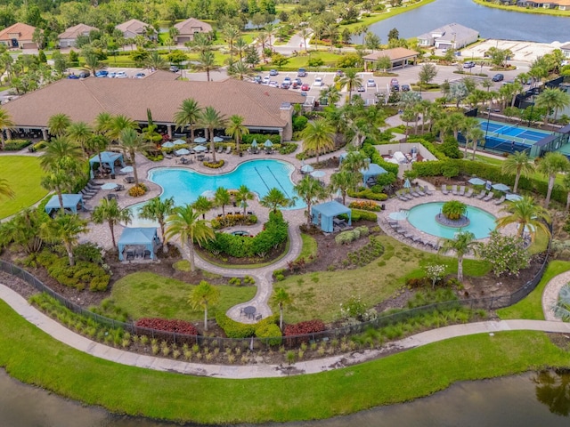 5317 Rushmere Ct, Palmetto, FL 34221 - aerial view of a pool area and a nearby body of water