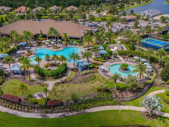 5317 Rushmere Ct, Palmetto, FL 34221 - aerial view of a pool area and a large body of water