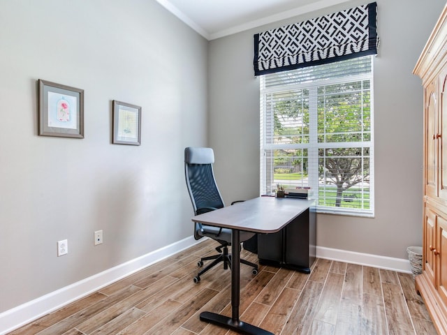 3503 Graycliff Ln, Brandon, FL 33511 - office area with plenty of natural light, light wood-style floors, and crown molding