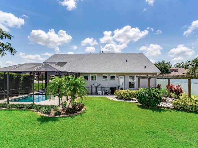 3503 Graycliff Ln, Brandon, FL 33511 - rear view of property with a patio, a lanai, and a shingled roof