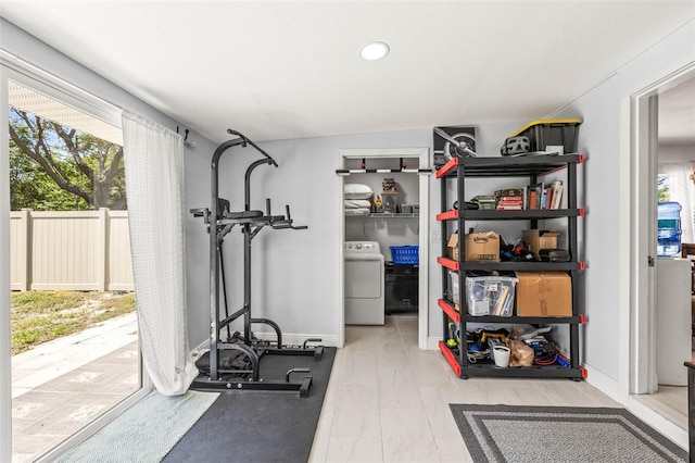 1406 Nebraska Ave, Palm Harbor, FL 34683 - exercise area featuring washer / dryer and recessed lighting
