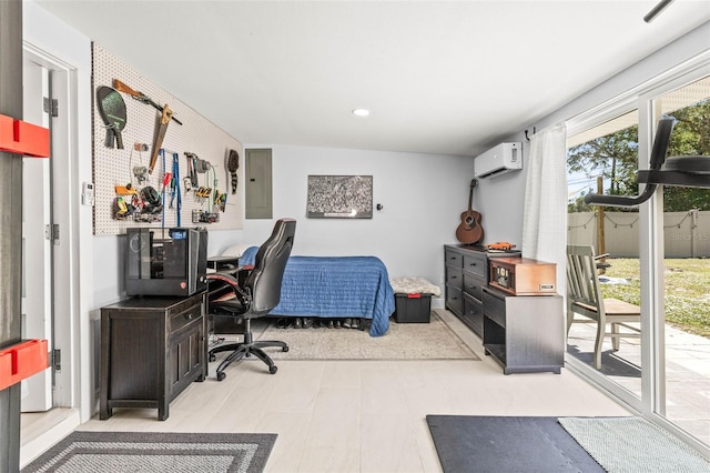 1406 Nebraska Ave, Palm Harbor, FL 34683 - office area featuring a wall unit AC, electric panel, recessed lighting, and tile patterned floors