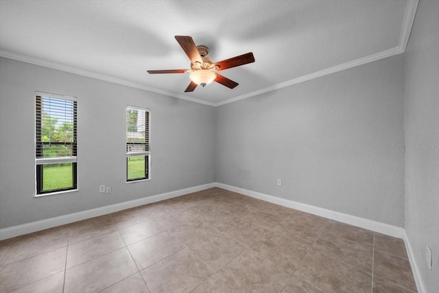 720 Lyndhurst St Unit 1101, Dunedin, FL 34698 - tiled empty room with ornamental molding and ceiling fan