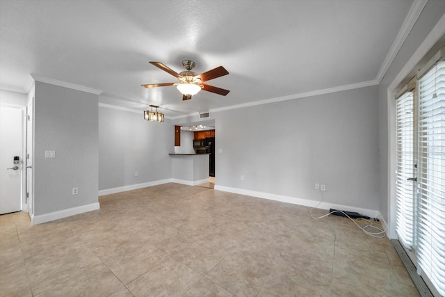 720 Lyndhurst St Unit 1101, Dunedin, FL 34698 - unfurnished living room with a ceiling fan and ornamental molding