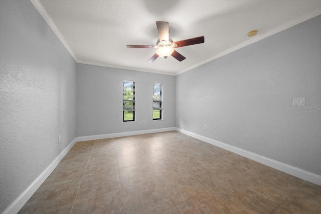 720 Lyndhurst St Unit 1101, Dunedin, FL 34698 - tiled empty room featuring ceiling fan, crown molding, and a smoke detector