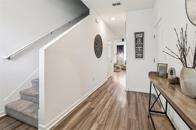 6235 Bucket Ct, Gibsonton, FL 33534 - corridor featuring stairs and wood finished floors