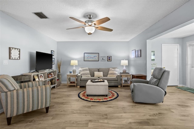 5660 80th St N Unit B106, Saint Petersburg, FL 33709 - living area with a ceiling fan, wood finished floors, and a textured ceiling