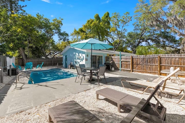 201 S St, Palm Harbor, FL 34683 - view of pool featuring a patio and a fenced backyard