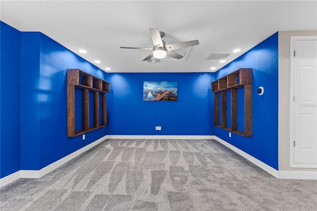 12607 Pensacola Ct, Riverview, FL 33579 - empty room with carpet, a ceiling fan, and recessed lighting