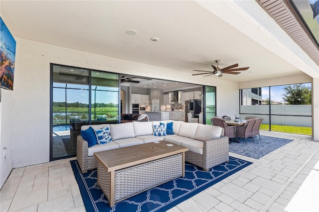 12607 Pensacola Ct, Riverview, FL 33579 - view of patio with an outdoor hangout area, ceiling fan, and outdoor dining area