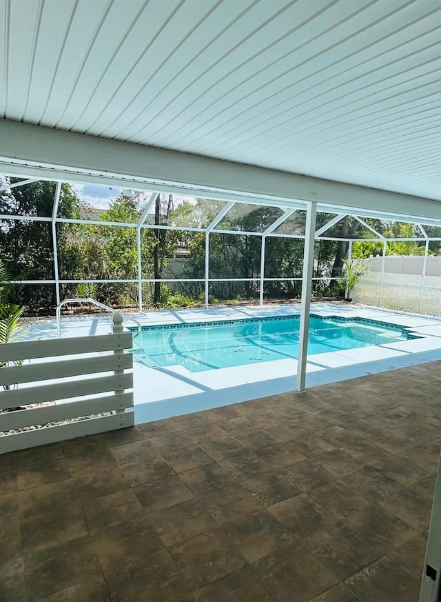 10444 Fordham St, Spring Hill, FL 34608 - view of swimming pool with a patio and glass enclosure
